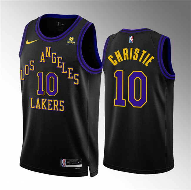 Men's Los Angeles Lakers #10 Max Christie Black 2023/24 City Edition Stitched Basketball Jersey